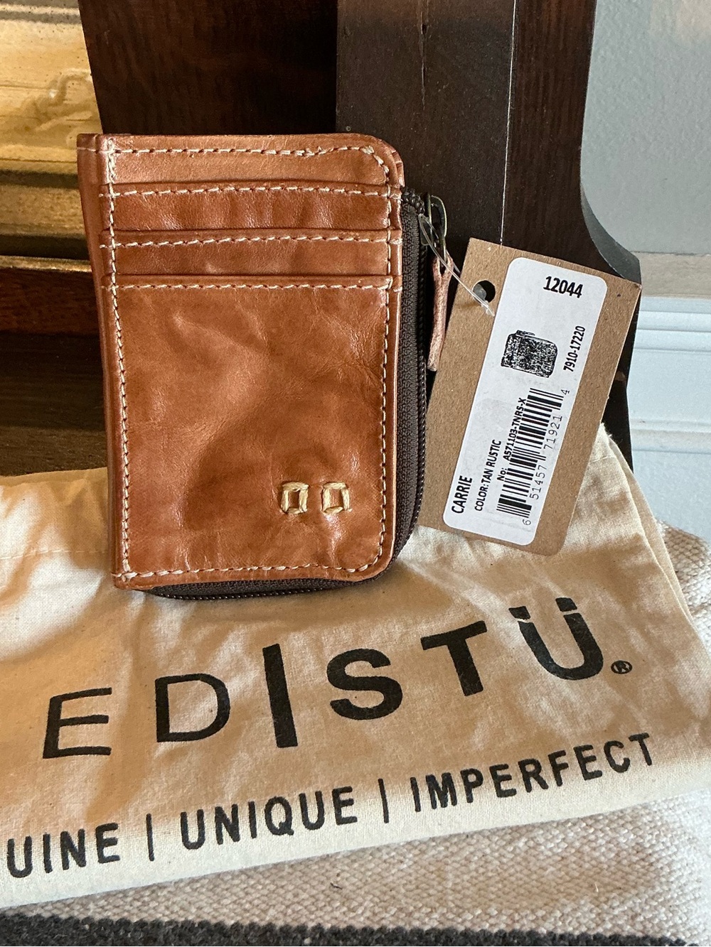 NWT Bed Stu Carrie Leather Tan Rustic Wallet W/ Dust Bag Retail $100